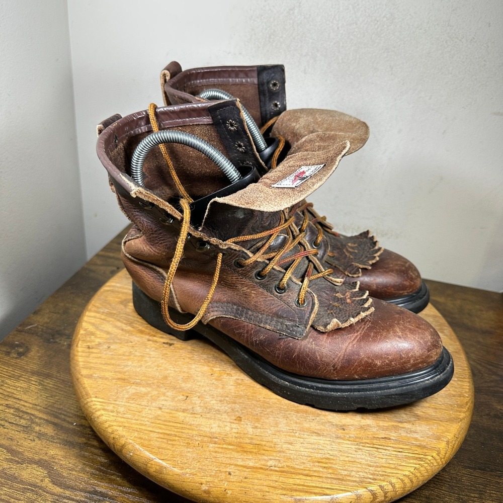 Red Wing 931 Shoes Mens Brown Leather Work Boots Kiltie USA Made Vintage 7.5 D